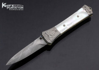 Jason Williams Custom Knife Mother of Pearl and Damascus Linerlock Dagger 17164