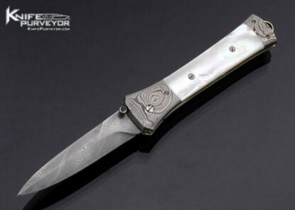 Jason Williams Custom Knife Mother of Pearl and Damascus Linerlock Dagger 17164