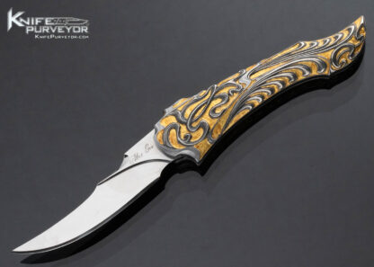 Alex Gev Custom Knife Sole Authorship Engraved Folder with 24Kt Gold Inlays 16272