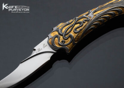 Alex Gev Custom Knife  Sole Authorship Engraved Folder with 24Kt Gold Inlays - Image 2
