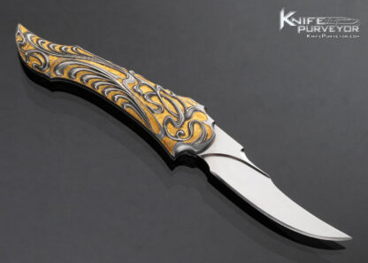 Alex Gev Custom Knife  Sole Authorship Engraved Folder with 24Kt Gold Inlays - Image 4