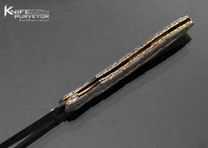 Don Hanson III Custom Knife Carved Sole Authorship Damascus Black Lip Tahitian Pearl Shell Window Frame Linerlock - Image 6