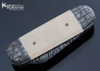 Don Hanson III Custom Knife Sole Authorship Damascus Sunfish Slipjoint Scrimshawed by Tina Hanson - Image 3