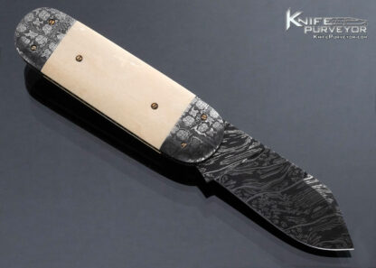 Don Hanson III Custom Knife Sole Authorship Damascus Sunfish Slipjoint Scrimshawed by Tina Hanson - Image 4