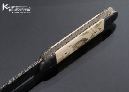 Don Hanson III Custom Knife Sole Authorship Damascus Sunfish Slipjoint Scrimshawed by Tina Hanson - Image 5