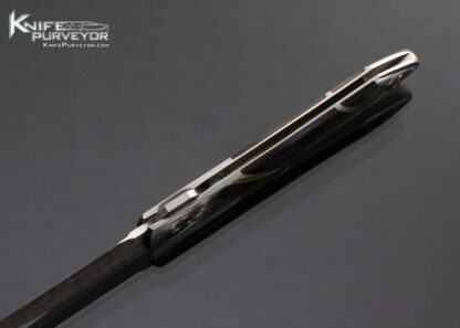 Scott Sawby Custom Knife Engraved by Tim Halloran Damascus and Black Lip Tahitian Pearl with Gold Inlays Self Lock - Image 6