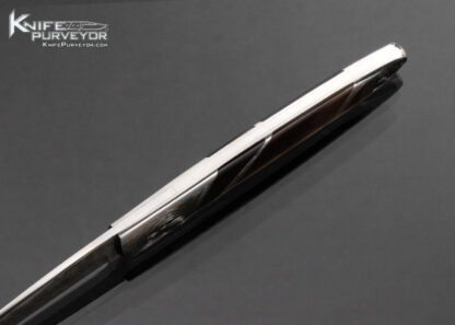 Scott Sawby Custom Knife Engraved by Tim Halloran Damascus and Black Lip Tahitian Pearl with Gold Inlays Self Lock - Image 5