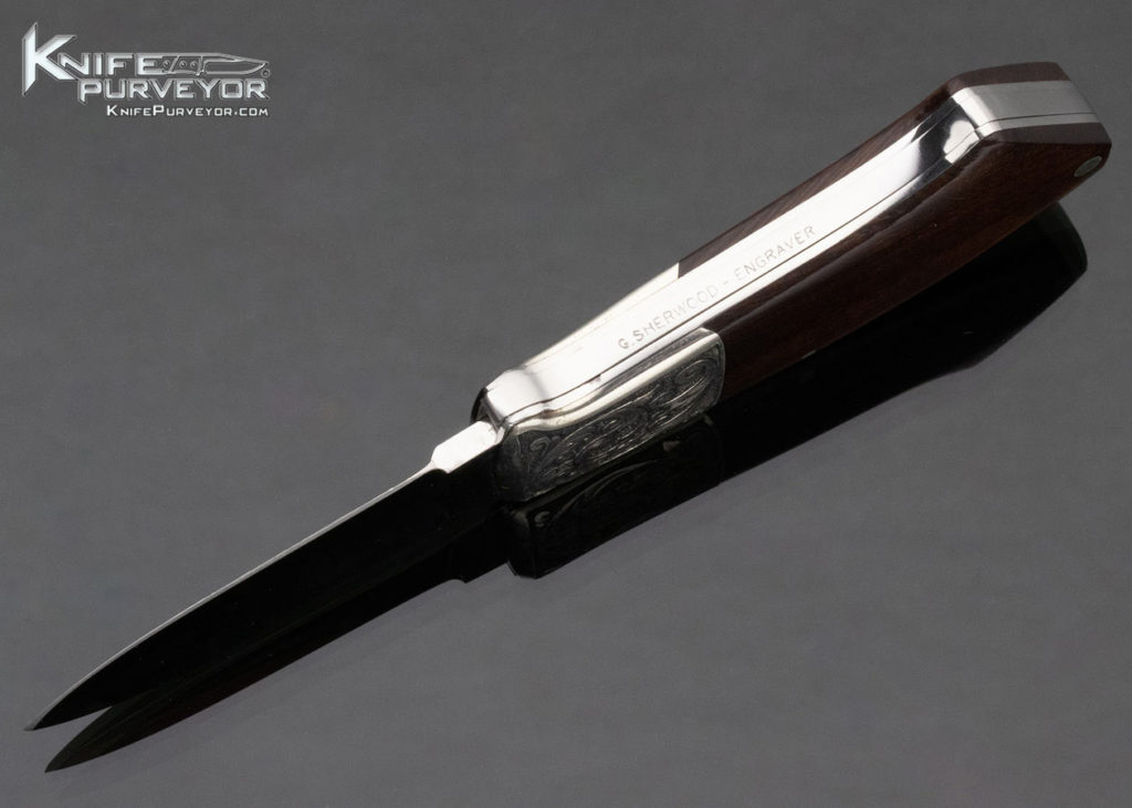 Leon Pittman Custom Knife Carved Desert Ironwood Folder Engraved by